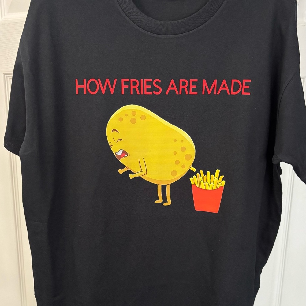 Unisex Black T-Shirt with Funny Potato Print